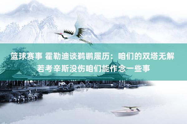 篮球赛事 霍勒迪谈鹈鹕履历：咱们的双塔无解 若考辛斯没伤咱们能作念一些事